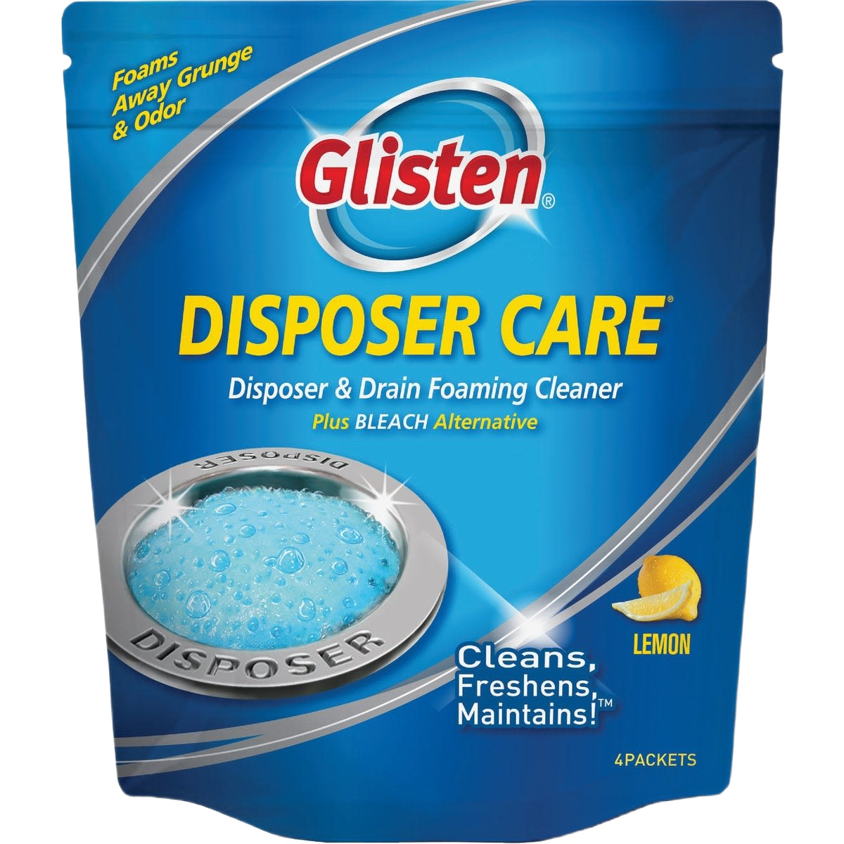 Blue and yellow pack of foaming lemon-scented disposer and drain cleaner for appliance parts and cleaning supplies under $50