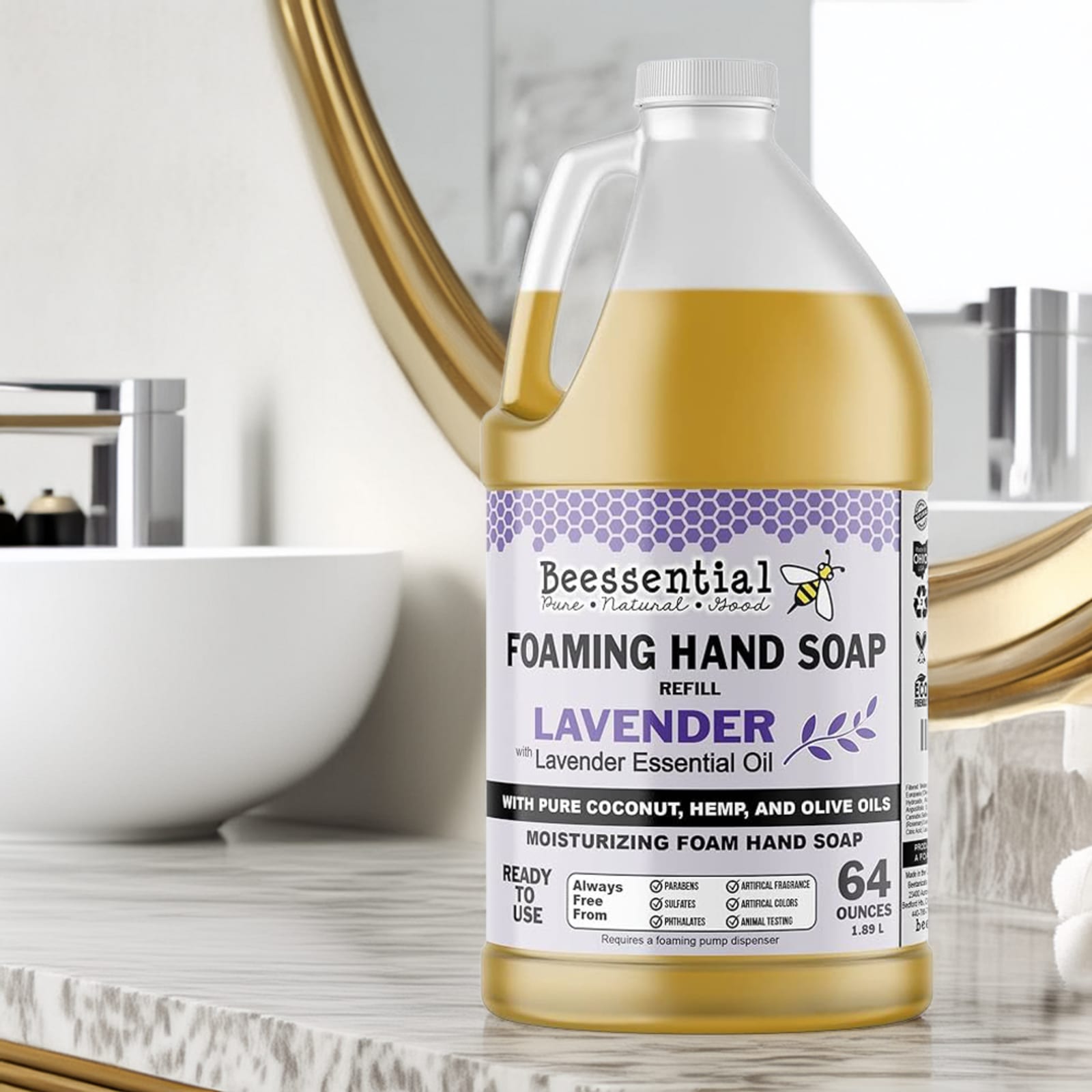 64 oz lavender foaming hand soap refill with coconut, hemp, and olive oils in Health & Beauty and Under $50 collections
