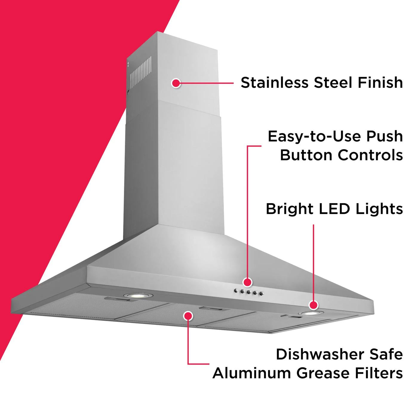 36" Stainless Canopy Wall-Mounted Hood