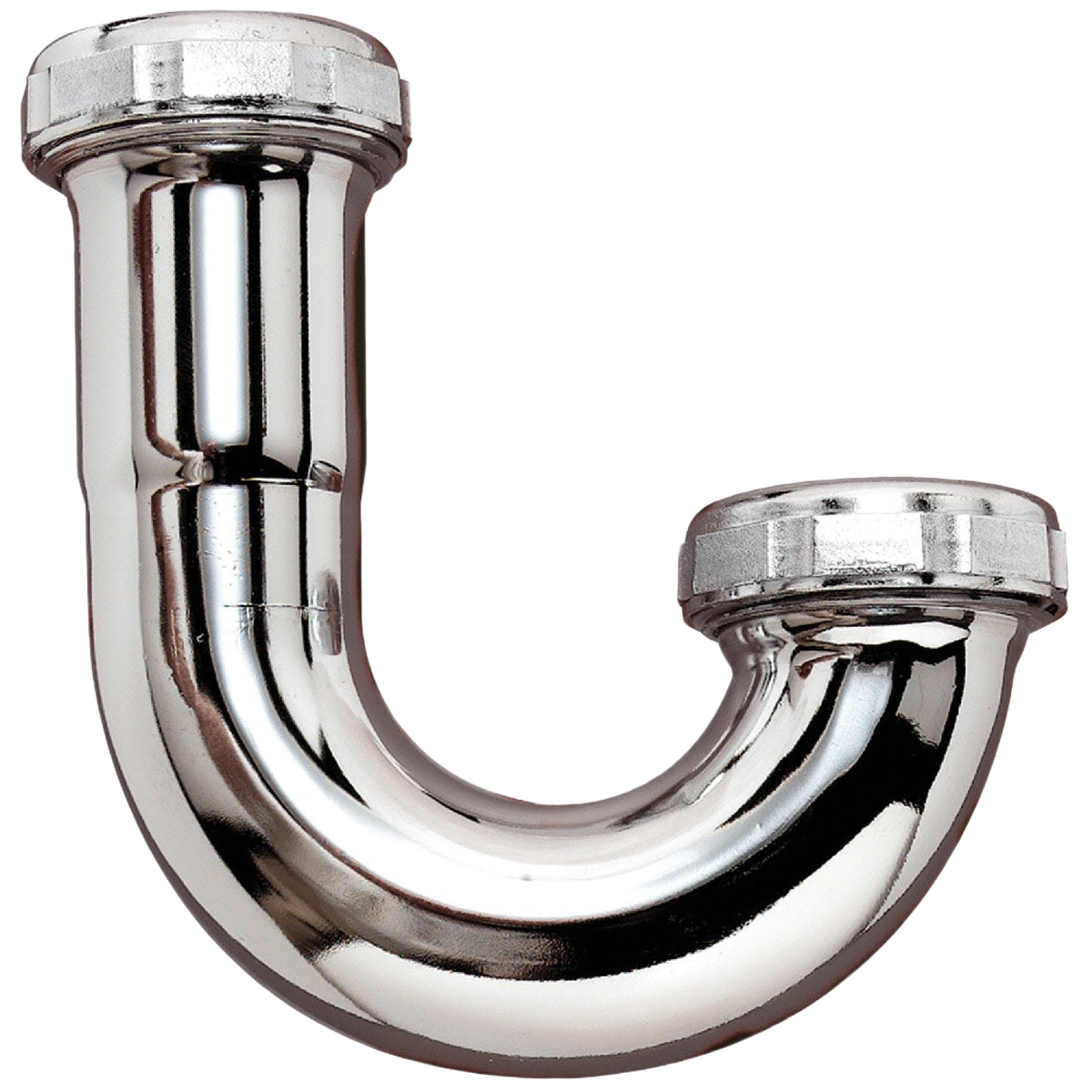 Polished brass J-bend pipe fitting for plumbing with slip-joint nuts and washers in Pipes & Fittings collection