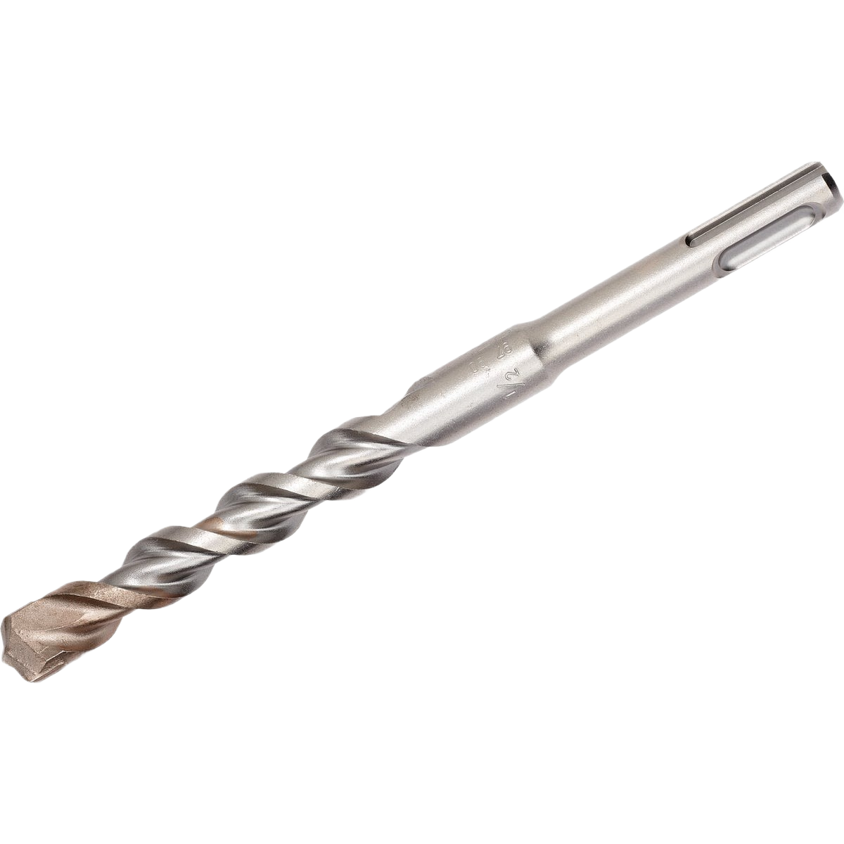 Silver 1/2 inch rotary hammer drill bit with SDS Plus shank for heavy-duty drilling in tool accessories and home improvement