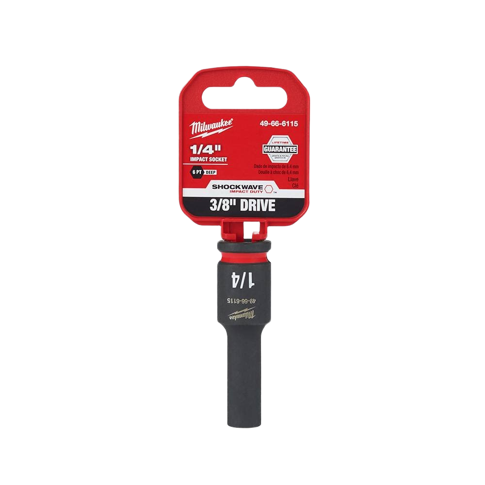 Milwaukee 3/8" drive 1/4" deep six-point socket for hand tools, woodworking, and home improvement projects