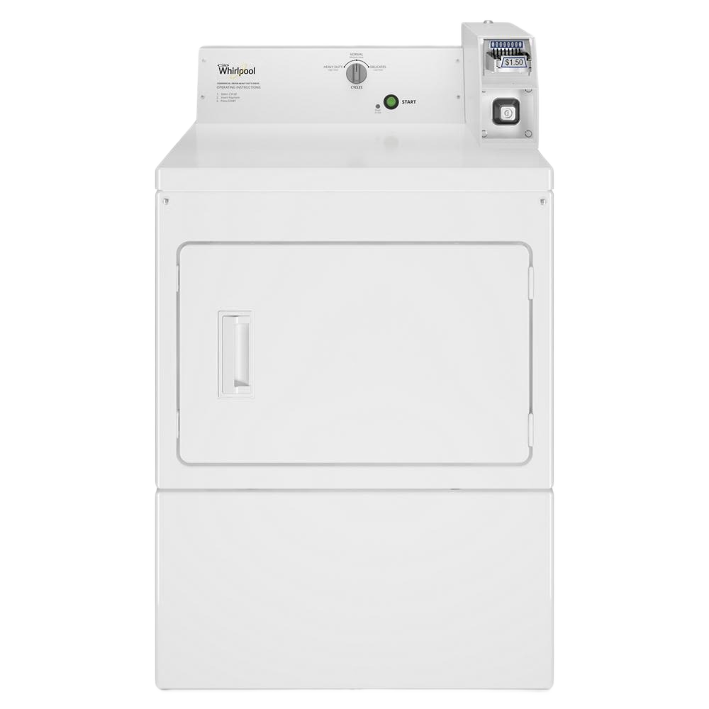 Commercial electric coin-operated dryer with front-loading door and simple control panel in appliances collection