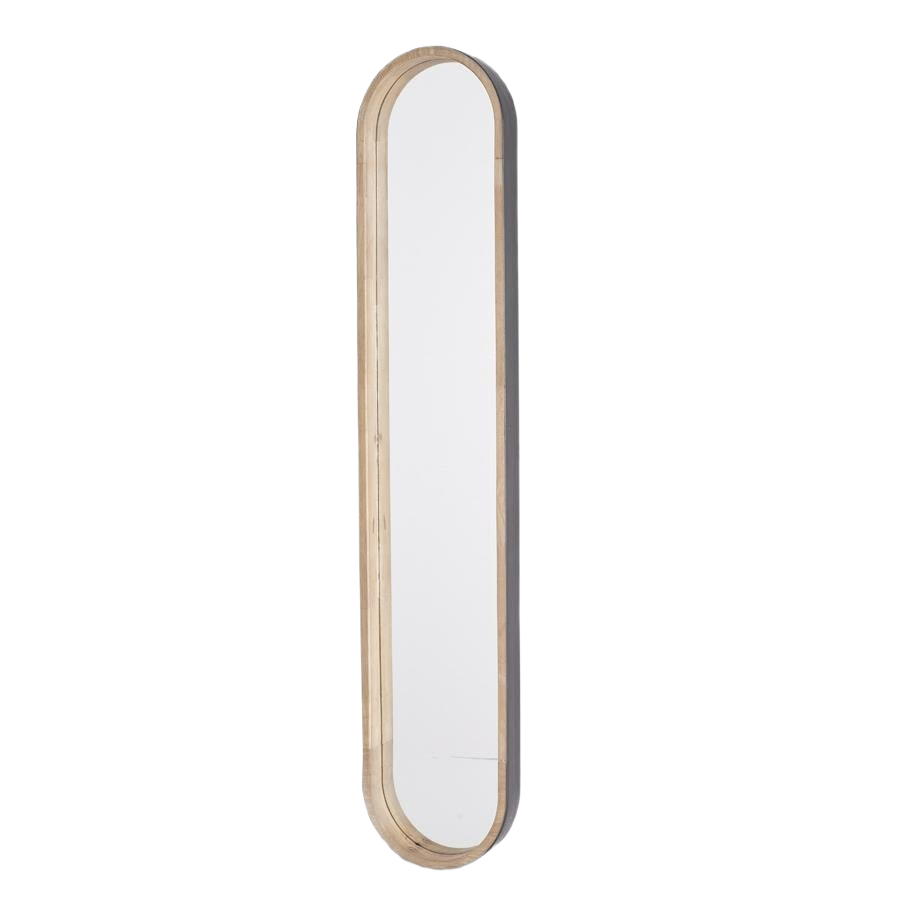 Natural wood framed tall oval wall mirror for home accents and decor collections under 50 dollars