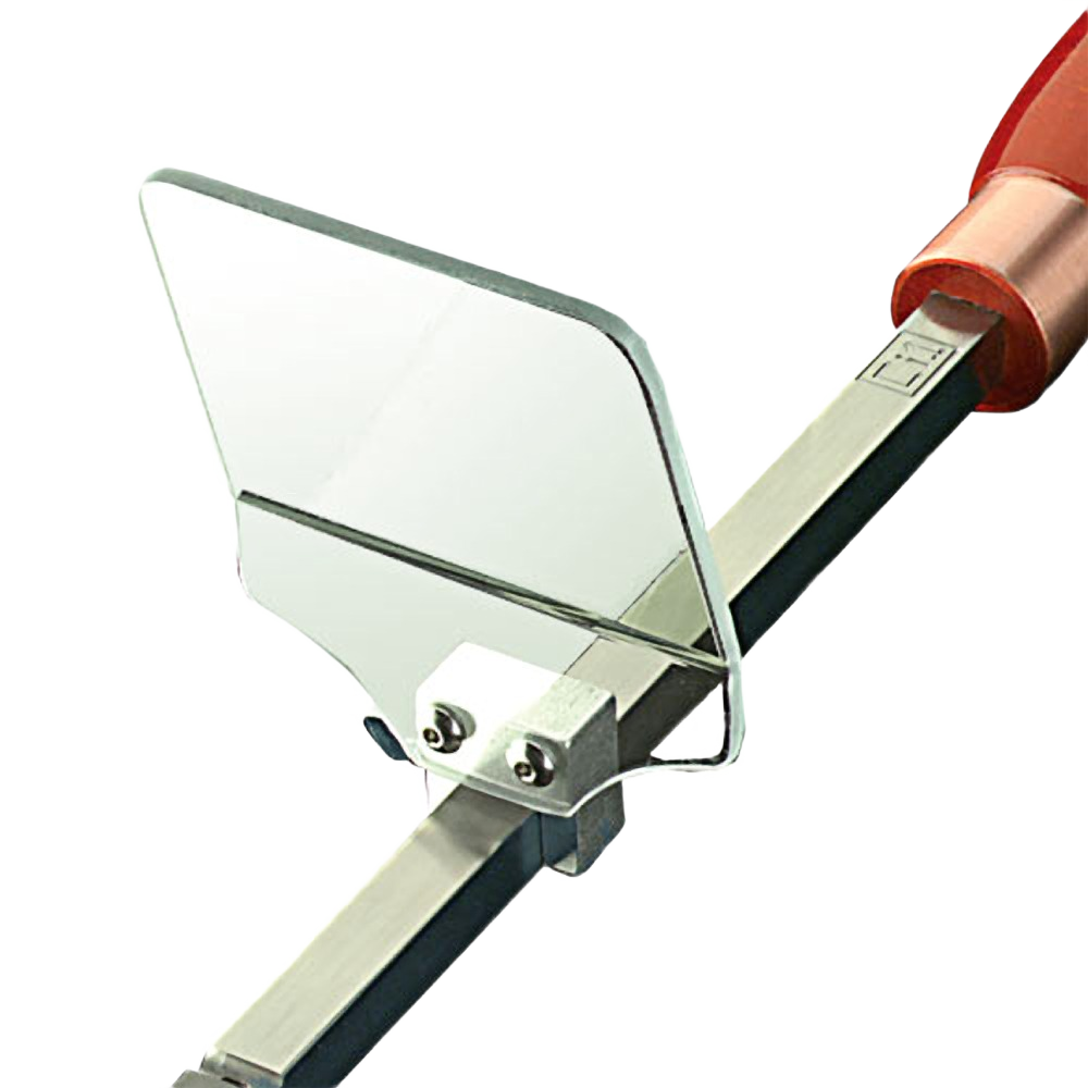 Clear Lexan chip deflector attached to woodworking tool handle for safety and material control in woodworking tools collection