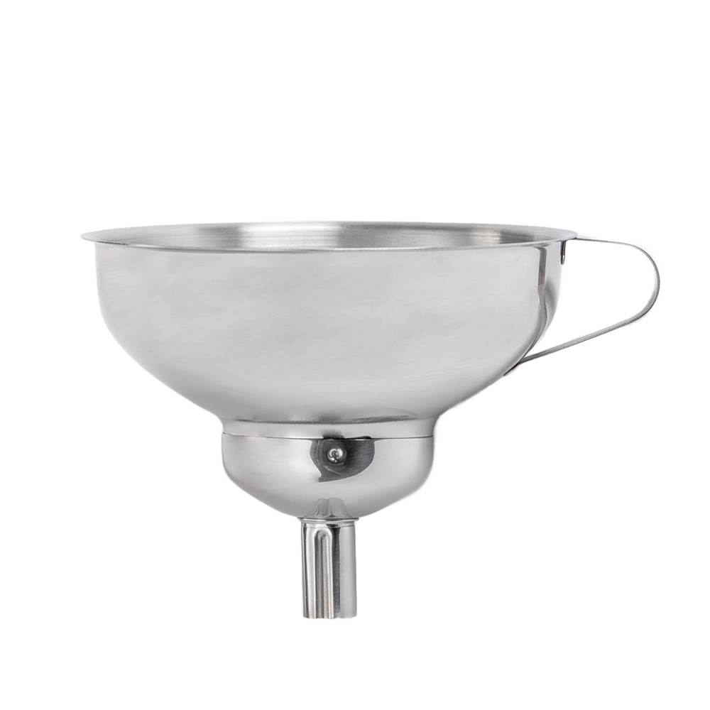 Stainless steel kitchen funnel with removable spout and handle for filling jars and bottles, part of kitchenware tools under $50
