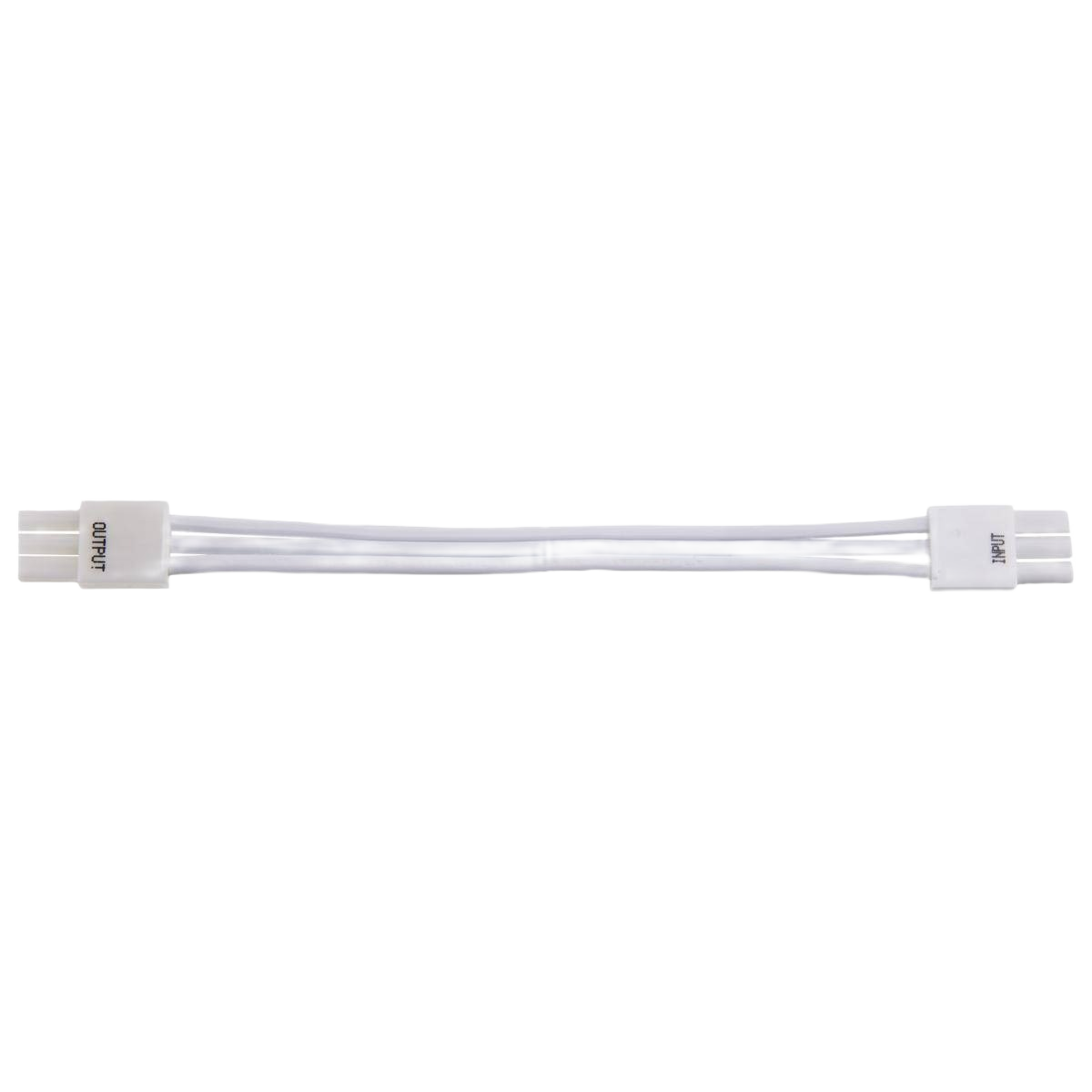 6-inch white linkable cable with connectors for under cabinet lighting and electrical lamp accessories
