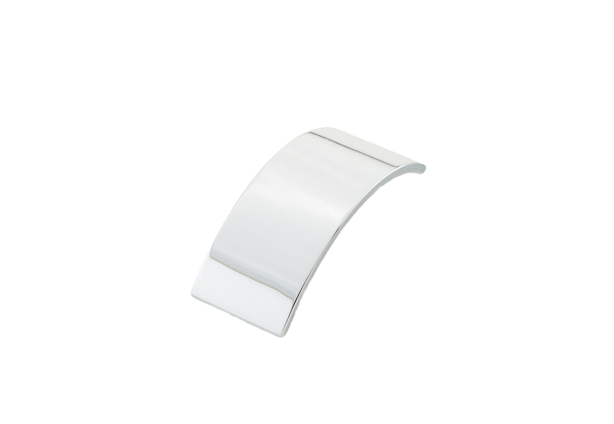 Polished chrome cabinet pull with a sleek curved design for modern furniture and hardware projects under $50
