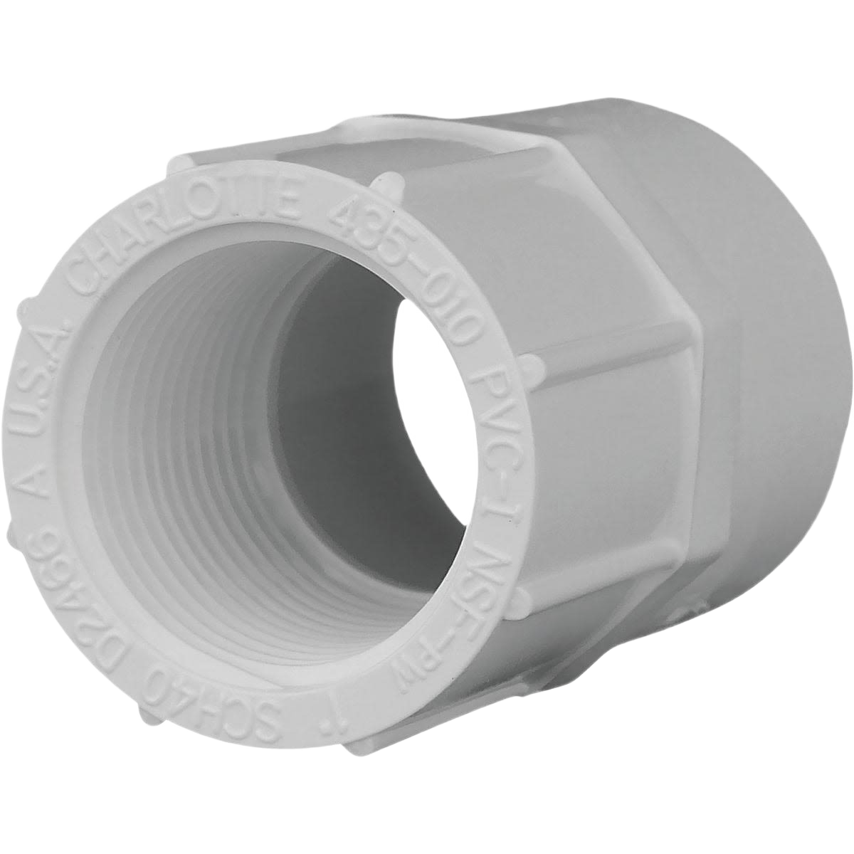 White Schedule 40 PVC female threaded pipe adapter for plumbing and home improvement tasks