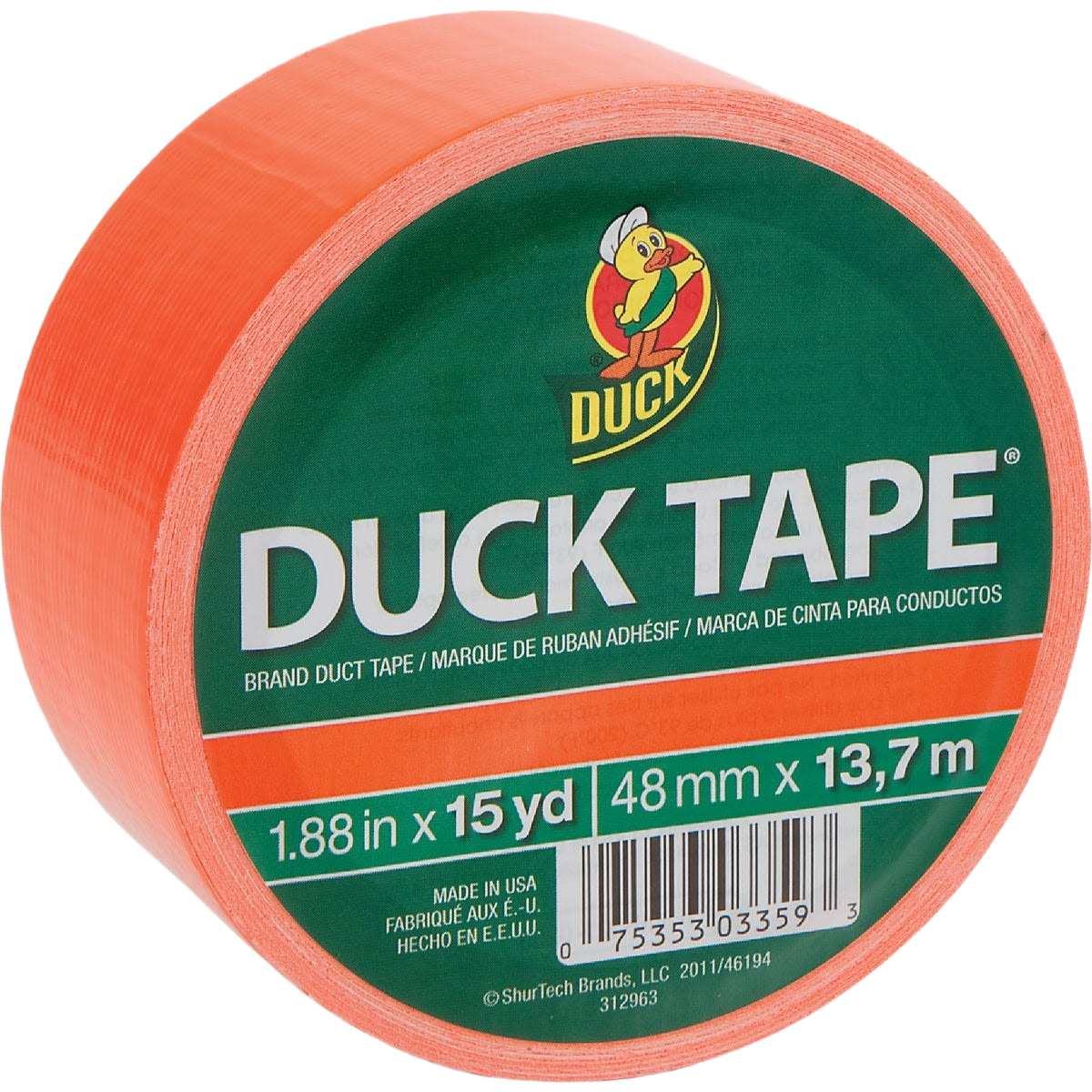 Roll of bright orange duct tape with durable adhesive for tools and home improvement projects