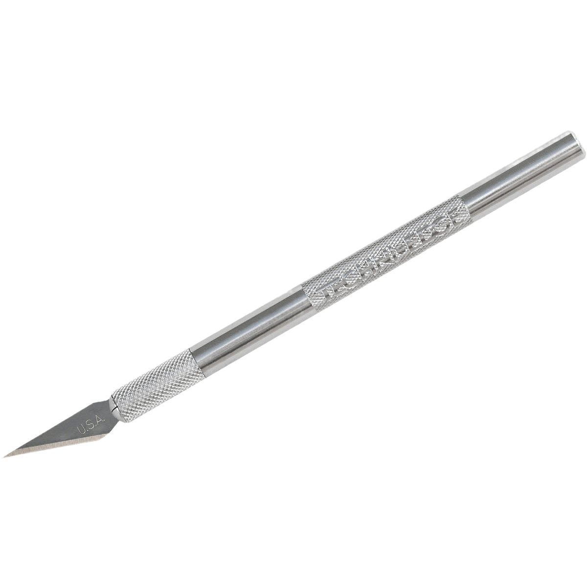 Precision silver-tone hobby knife with knurled grip for detailed craft and home improvement tasks