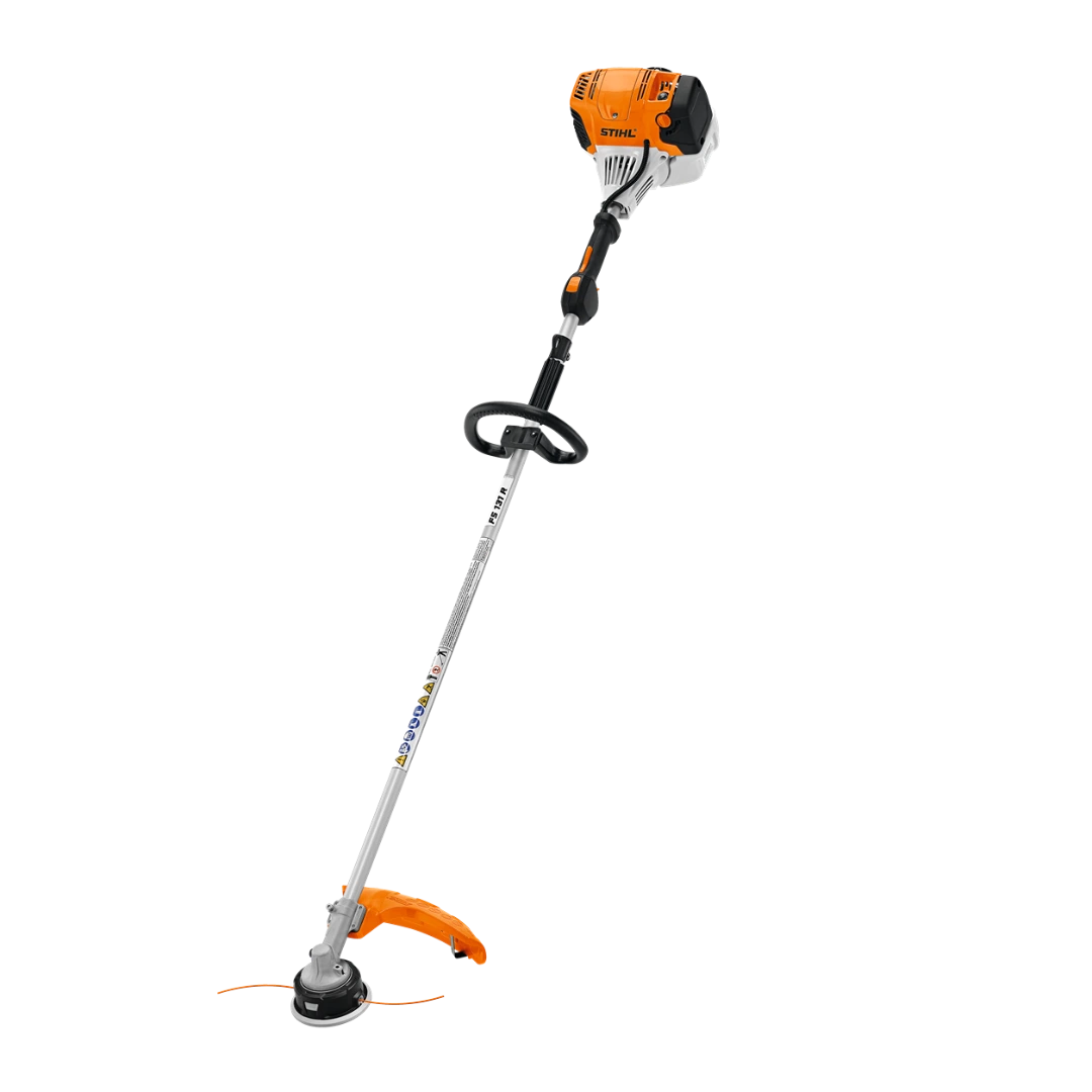 Orange and white gas-powered loop handle string trimmer designed for landscaping and home improvement tasks