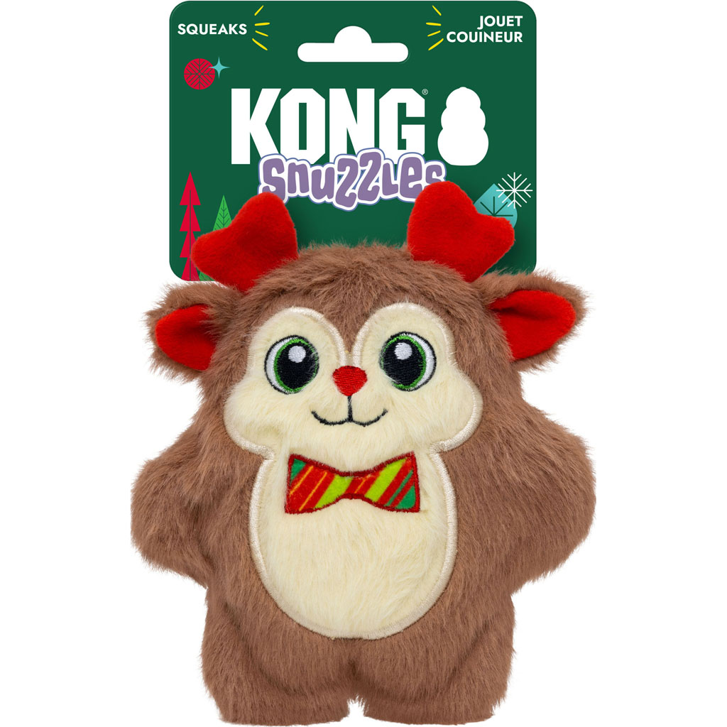 KONG Small Snuzzles Bow Tie Reindeer Plush Christmas Dog Toy