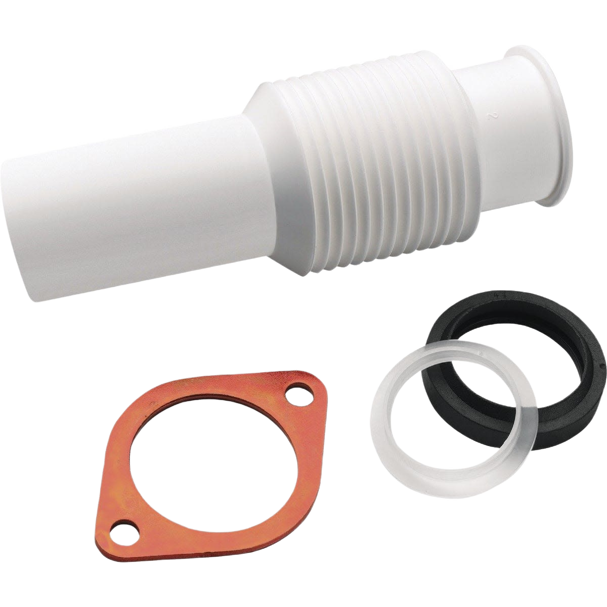 White flexible garbage disposal discharge tube with rubber and gasket seals for plumbing repair under $50 collections