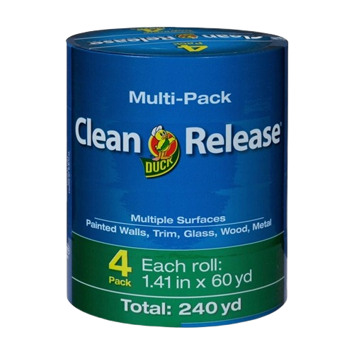 Blue clean release painter’s tape 4-pack designed for multiple surfaces including wood and metal in Paint & Supplies collection