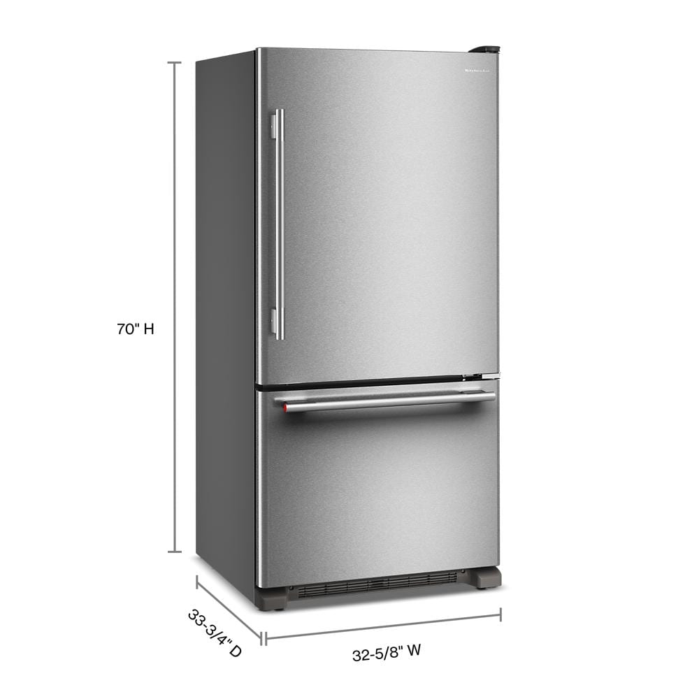 22 Cu. Ft. 33-Inch Standard-Depth Bottom Mount Refrigerator with Right Door Swing