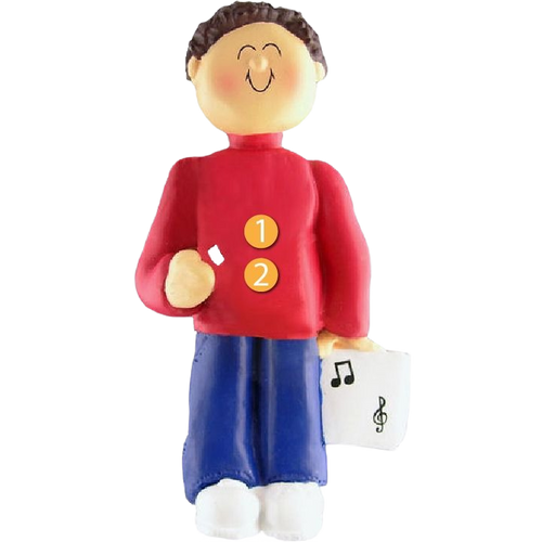 Brunette male musician figurine holding sheet music for Christmas Ornaments & Tree Decorations under $50 collection