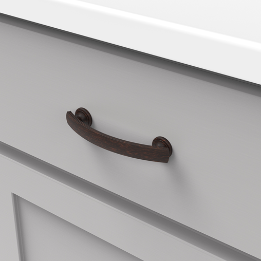 Vintage bronze drawer pull with curved design for cabinet and furniture hardware in home improvement collections