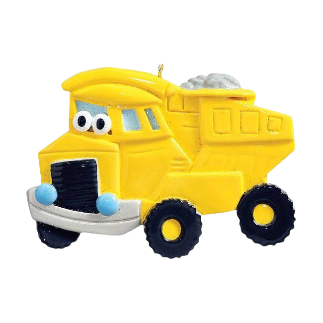 Yellow dump truck toy ornament with smiling face for Christmas Ornaments & Tree Decorations under $50 collection