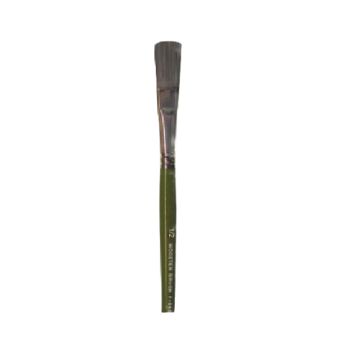 Artist brush with durable ox hair bristles and green handle from Wooster Brush collection for painting and varnishing projects