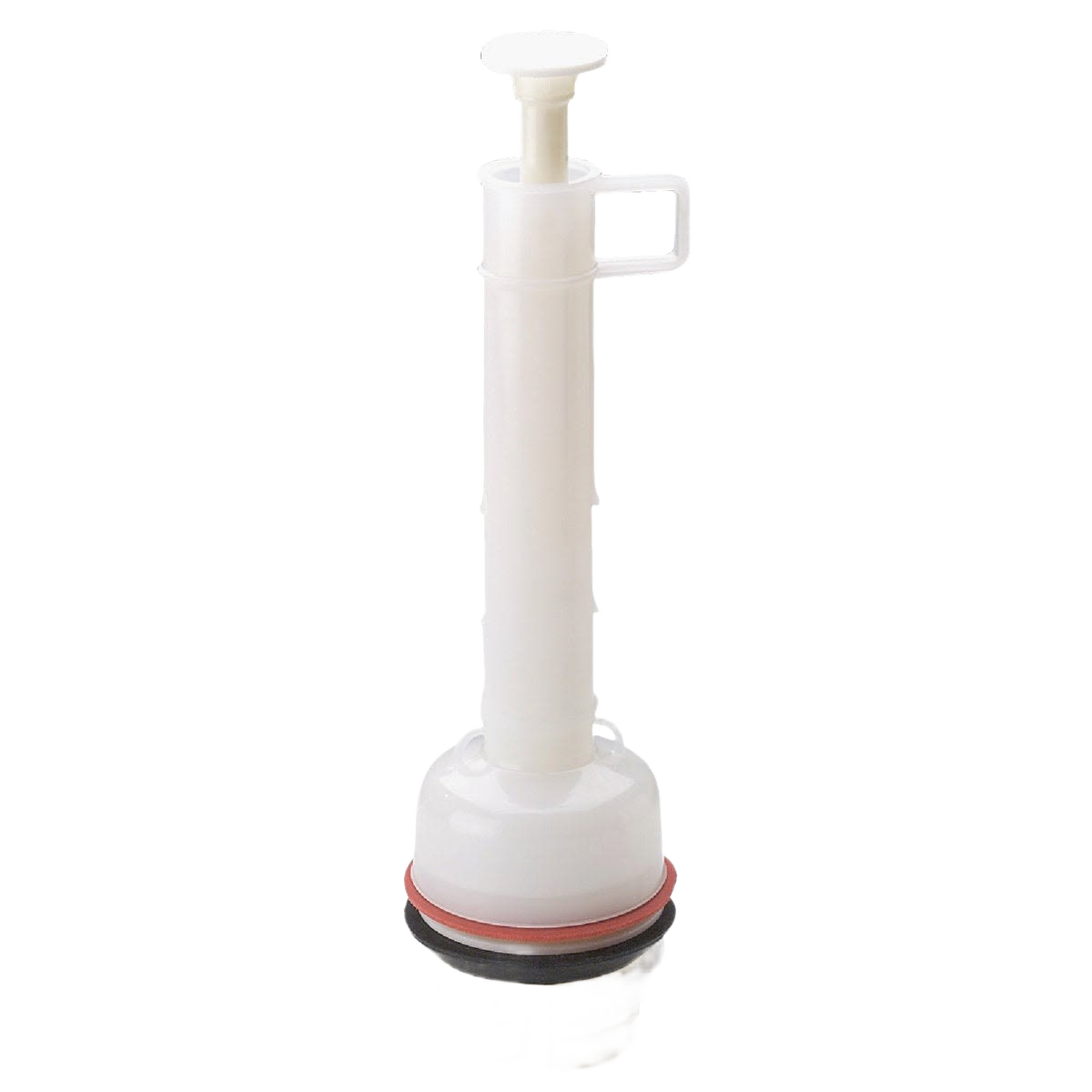 White plastic flush valve with red rubber seal designed for efficient home improvement plumbing tasks