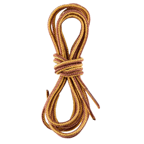 Pair of durable tan and gold Taslan shoelaces, 48 inches long, for Clothing & Shoes and Footwear collections.