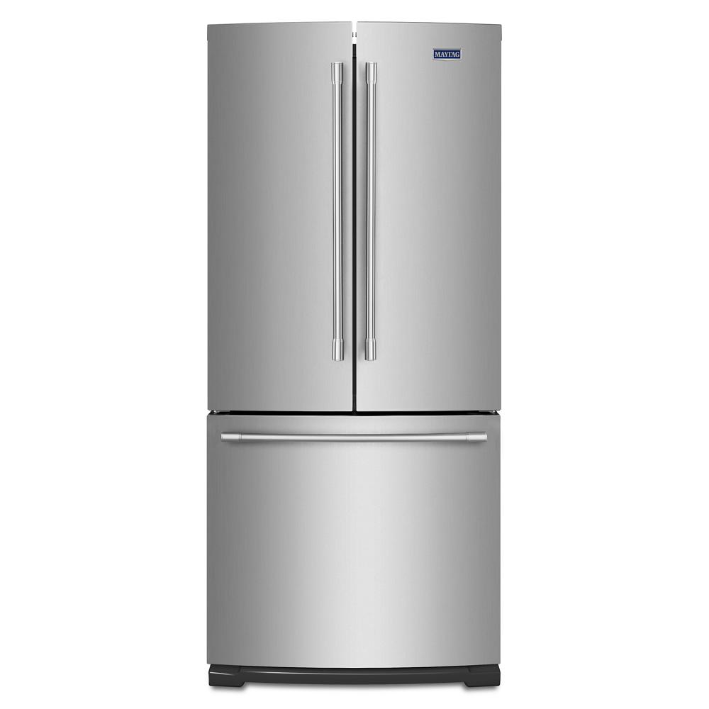 Fingerprint resistant stainless steel French door refrigerator with bottom freezer from kitchen appliances collection