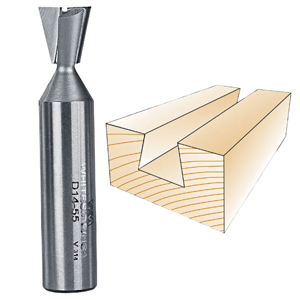 Carbide-tipped Whiteside dovetail bit with precision 14-degree angle for woodworking in tool accessories and drill bits collections