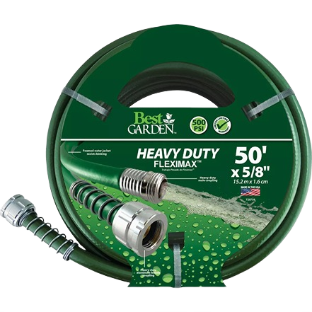 Heavy duty green garden hose with metal fittings for outdoor watering and irrigation tasks under $50 collections