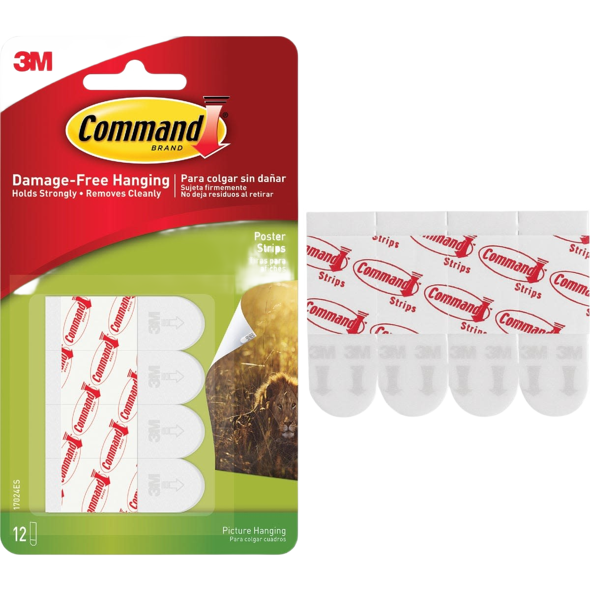 3M Command poster mounting strips pack with adhesive backing for damage-free hanging in hardware and home improvement tools category