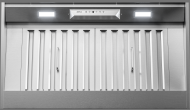 Stainless steel insert range hood with dual-level LED lights and vent filters from appliances and range hoods collection
