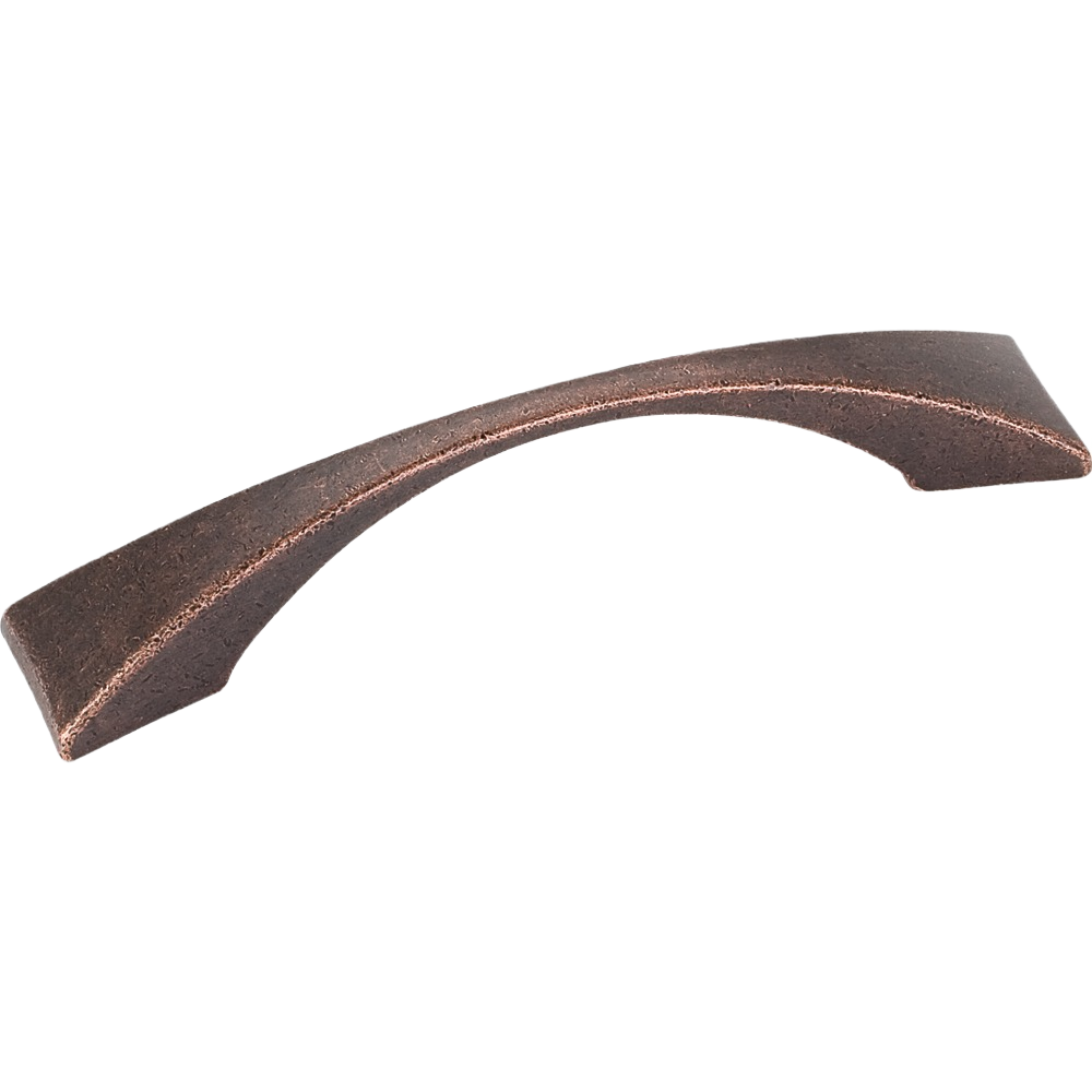 Distressed oil rubbed bronze cabinet pull with 96mm center-to-center spacing for furniture hardware and home improvement projects