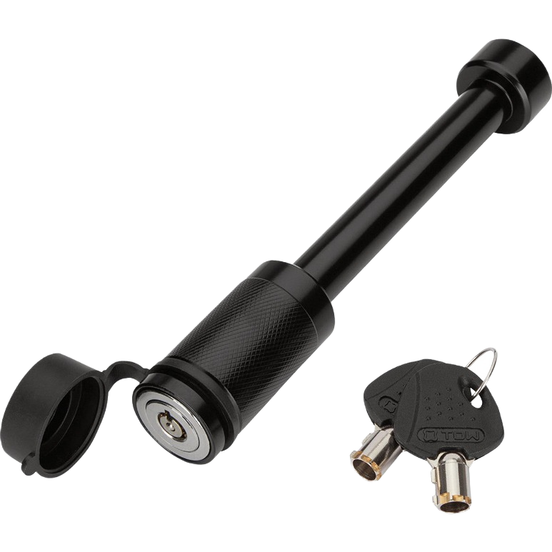Black metal barrel hitch lock with protective cap and two keys for trailer security in Parts & Lubricants under $50 collection