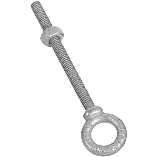 Galvanized steel eye bolt with threaded shaft and nut for hardware, fasteners, and home improvement projects under $50 collections