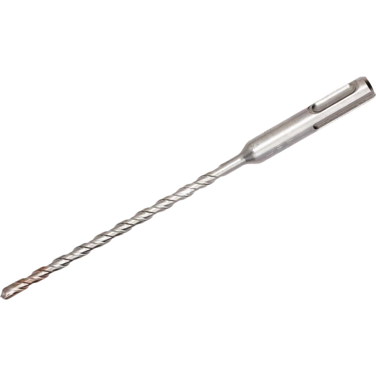 SDS Plus rotary hammer drill bit with dual cutting edges and spiral flutes for efficient debris removal in tool accessories.