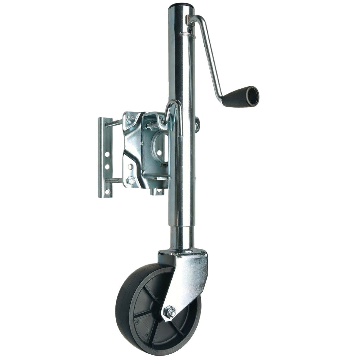 Heavy-duty side mount trailer jack with swivel mechanism and crank handle for home improvement and parts under $100 collections
