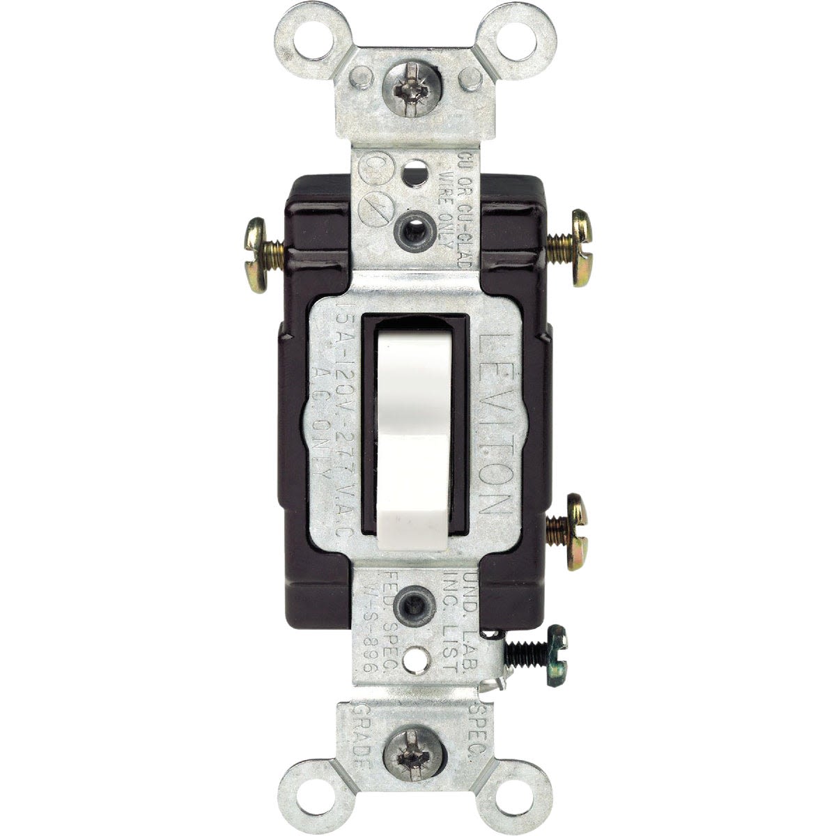 White toggle illuminated grounded 15 amp switch designed for electrical use in home improvement under $50 collections