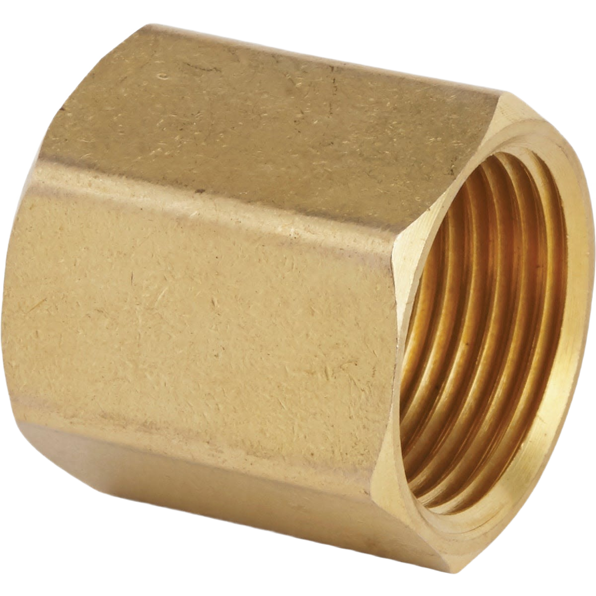 Brass non-swivel garden hose connector with 3/4 inch threaded female fittings for tools and home improvement use