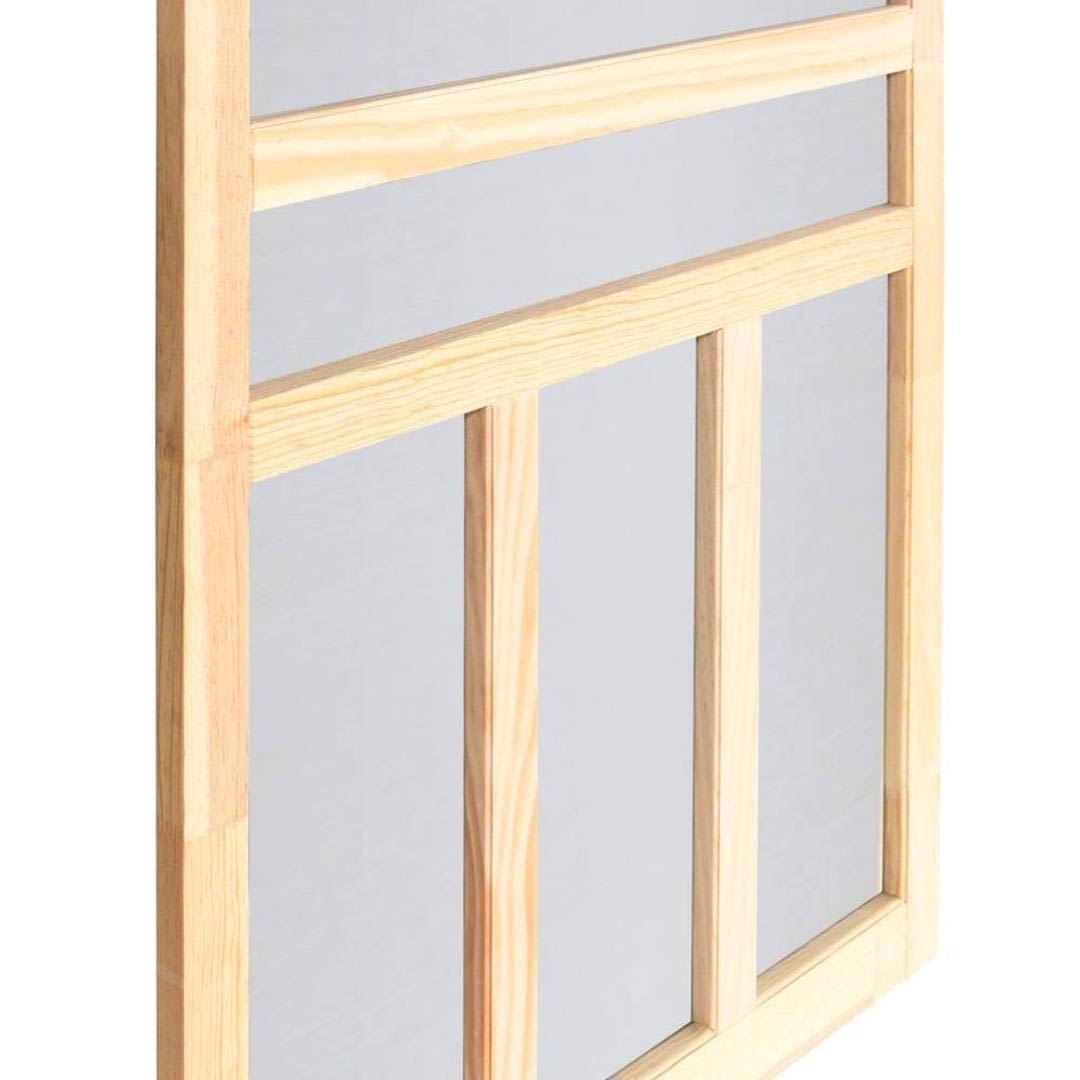 Unfinished wood T-bar screen door panel designed for home improvement and ventilation projects