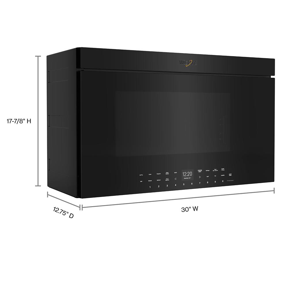Black over-the-range appliance with digital control panel and flush built-in design from kitchen and appliances collection