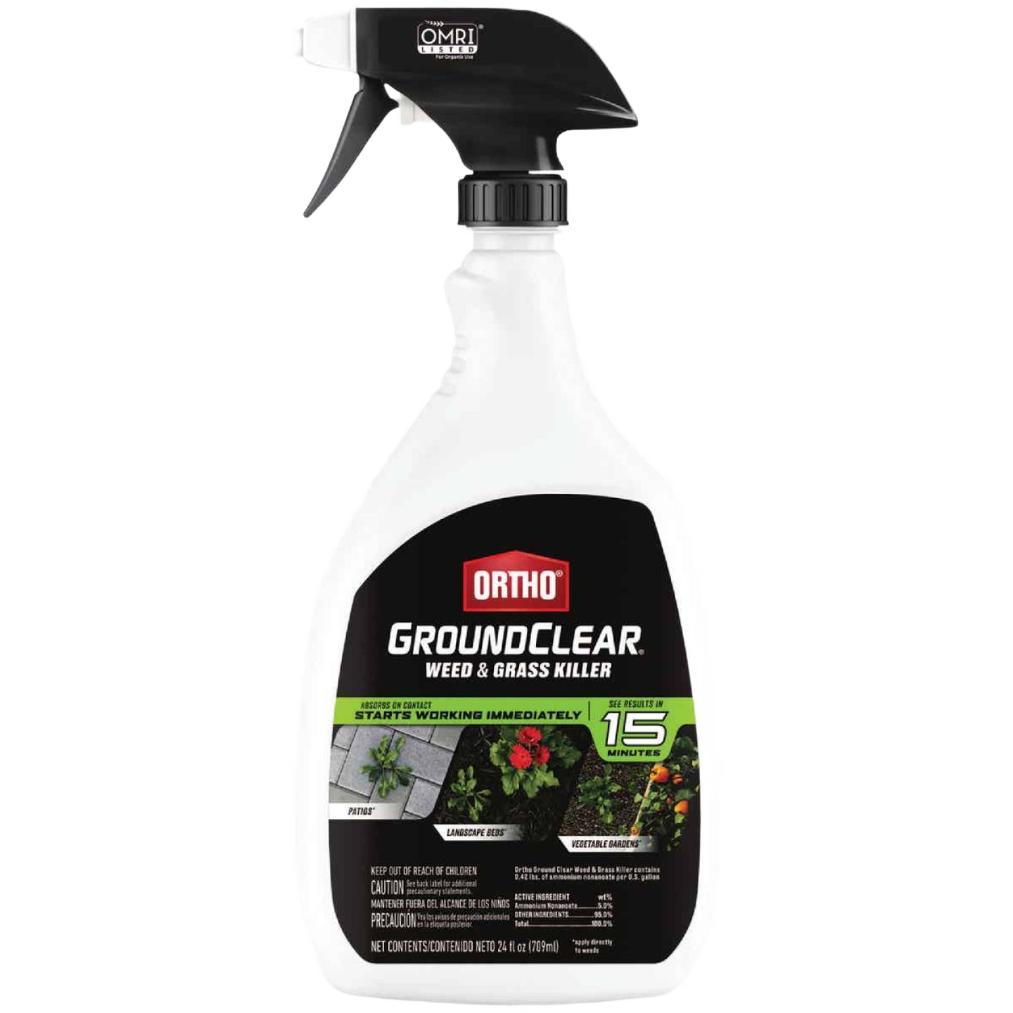 24 oz spray bottle of Ortho GroundClear fast-acting weed and grass killer for lawn care under $50 collection