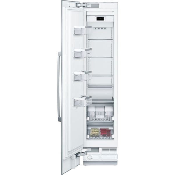 Tall built-in freezer with flat hinge and clear storage compartments for seamless kitchen integration from Bosch collection