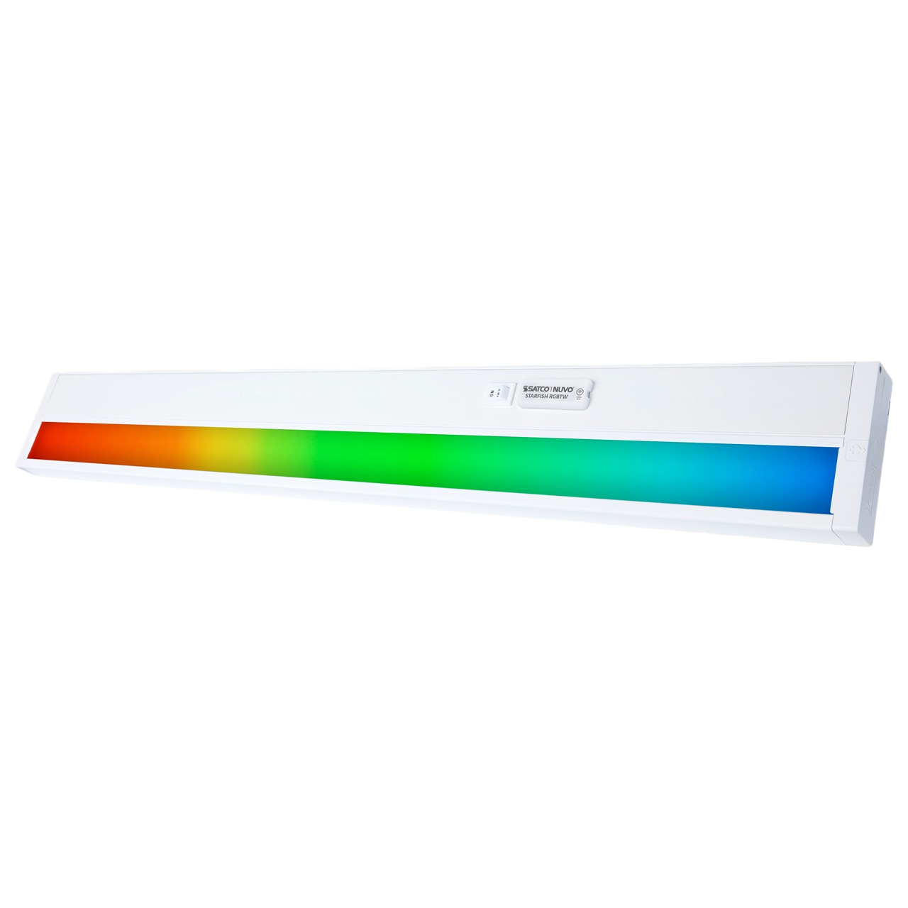 Smart under cabinet LED light bar displaying a vibrant RGB spectrum for customizable home lighting solutions