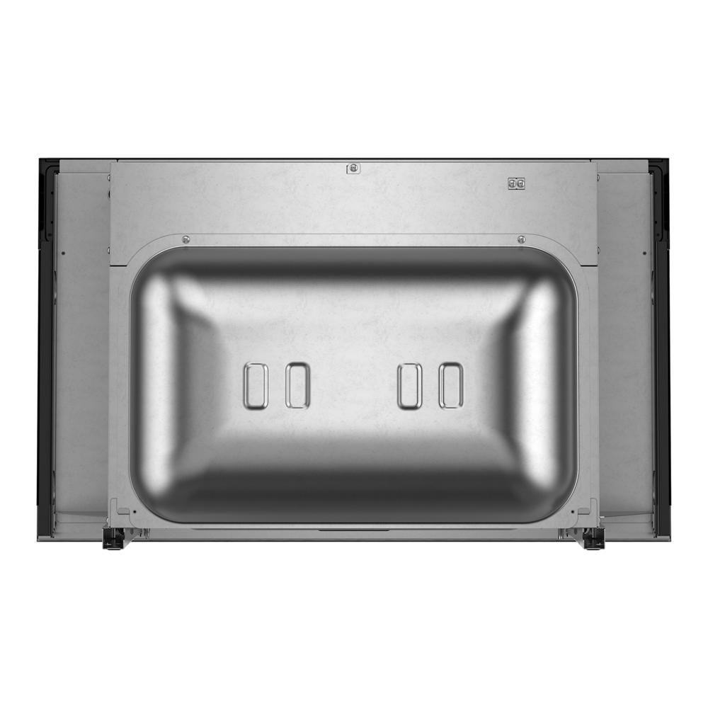 Top view of the stainless steel interior cavity of a built-in microwave from KitchenAid Appliances collection