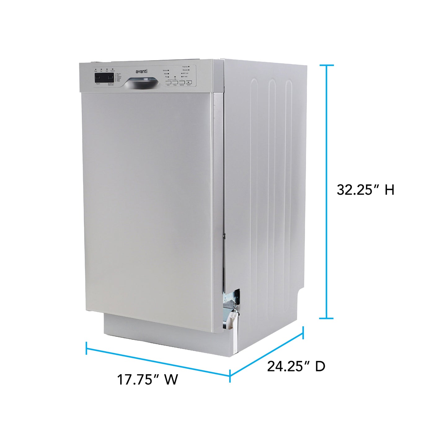 Avanti 18" Built In Dishwasher - Stainless Steel