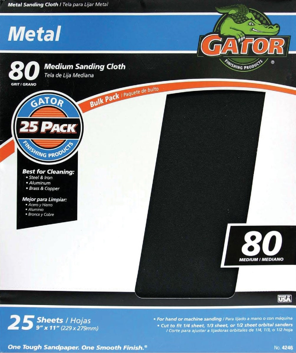 Package of 25 sheets of 80-grit medium sanding cloth for metal surfaces in paint and tool supplies under $50 collections
