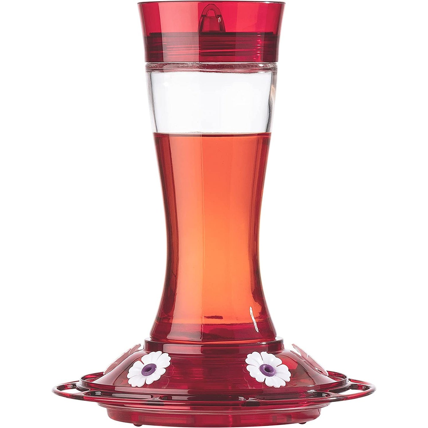 Garnet glass hummingbird feeder with seven flower-shaped perches for outdoor decor and wildlife supplies under $50 collection