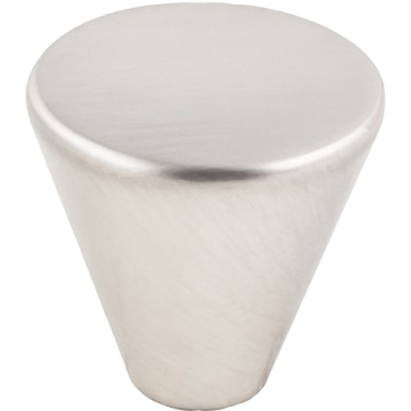 Set of satin nickel conical cabinet knobs for furniture hardware in home improvement collections