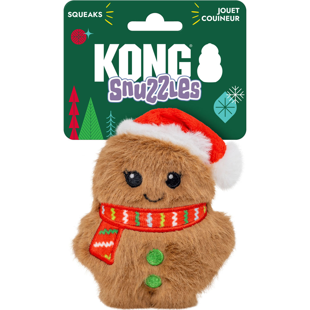 KONG XS Snuzzles Mini Santa Gingerbread Plush Christmas Dog Toy