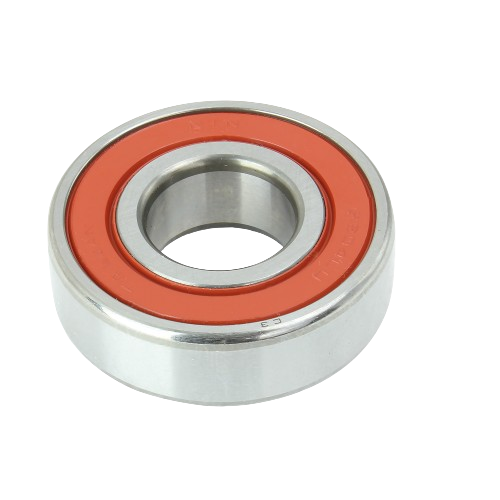 Single row cylindrical ball bearing with red seal and polished steel surface for machinery and home improvement tools